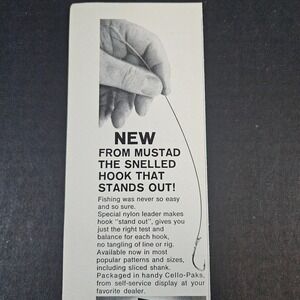 1967 O Mustad & Son Snelled Key Brand Fish‎ Hooks Vintage Print Ad Wood-Ridge NJ
